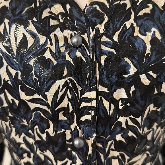 Tory Burch Caralyn Silk Blend Floral Sheen Long Sleeve Button Down Blouse Shirt - Picture 10 of 16